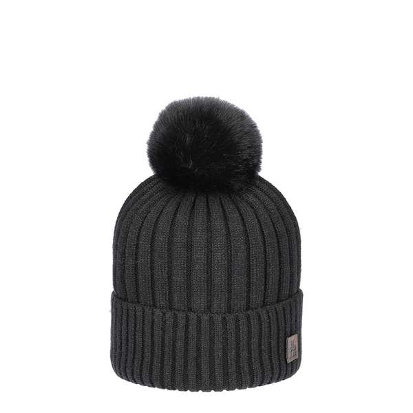 Lurex Rib - Berretto a coste con lurex e pom pon 